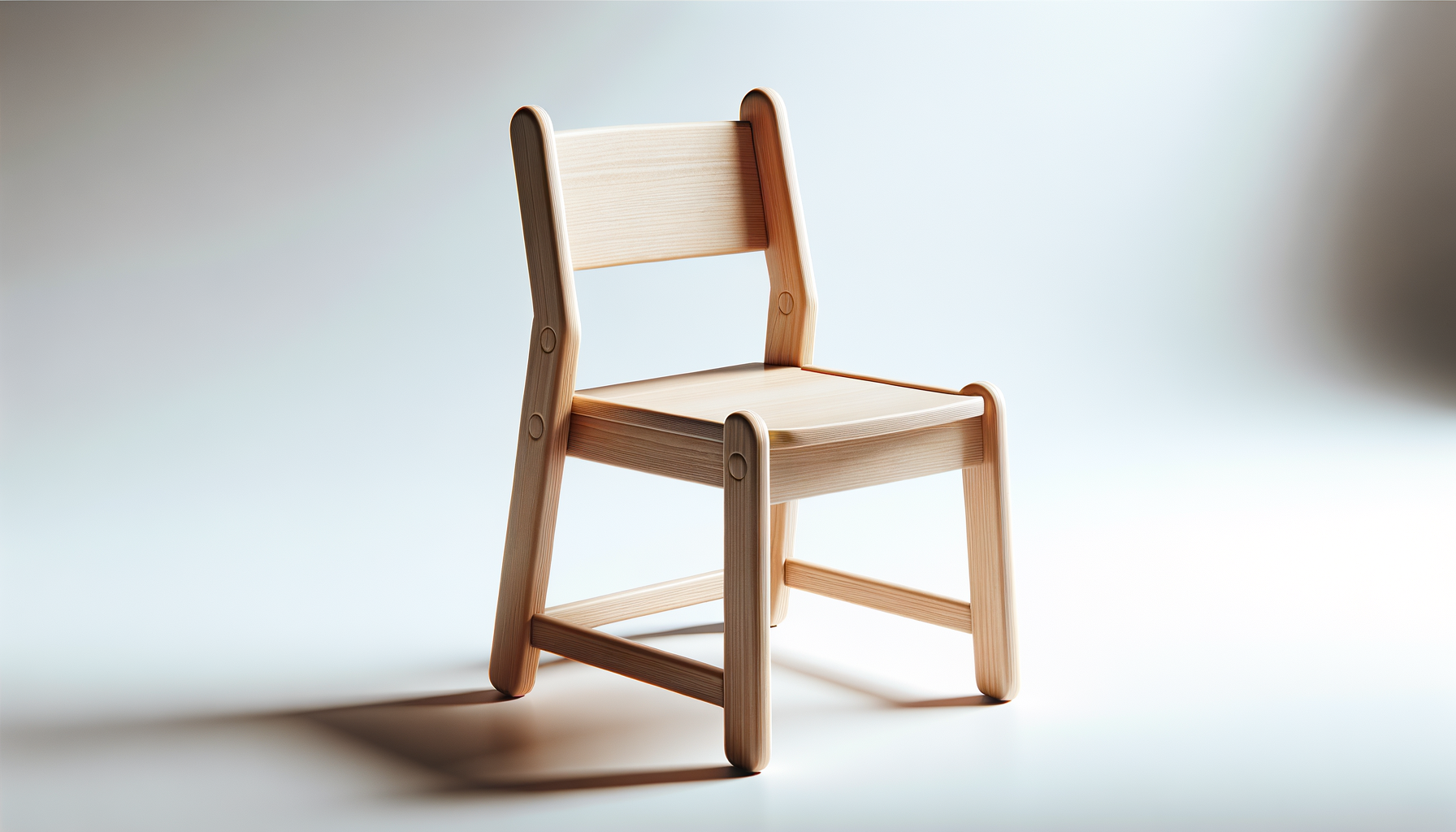 Light wooden chair with a simple design, set against a plain light background.