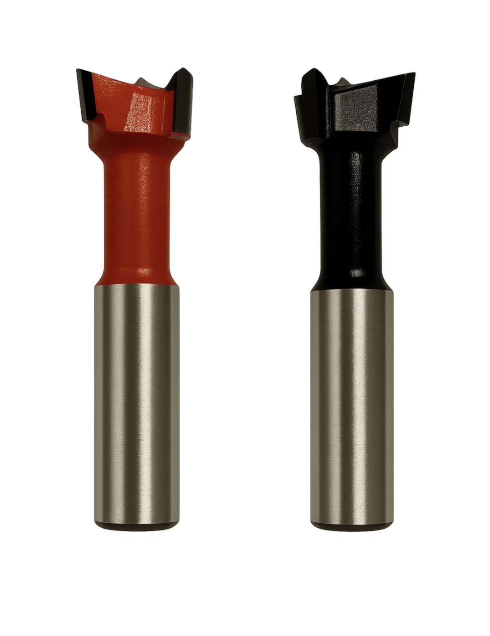 Two automotive wheel hub remover tools with red and black handles, metallic shafts, and black forked ends.