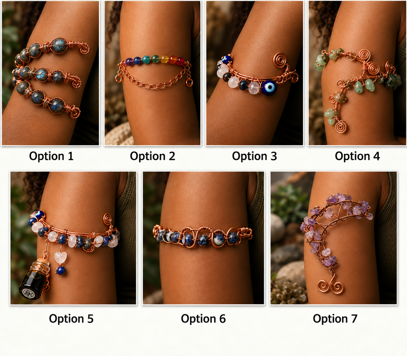 Crystal & Copper Upper Arm Cuffs
