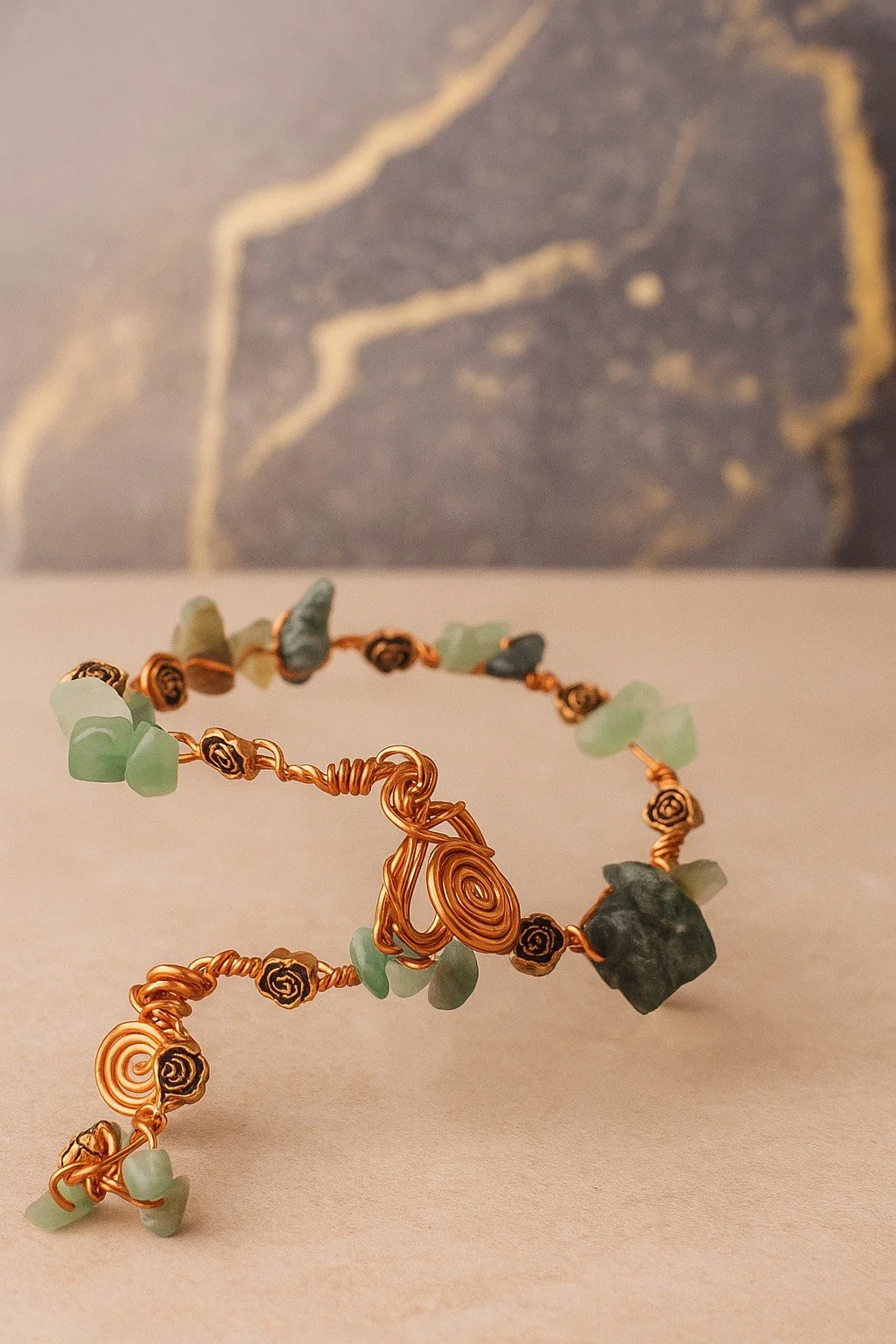 Emerald Flow Copper Cuff
