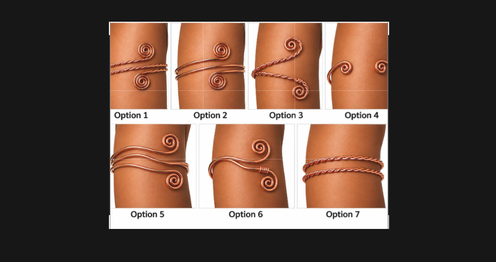 Handmade Copper Spiral Upper Arm Cuffs