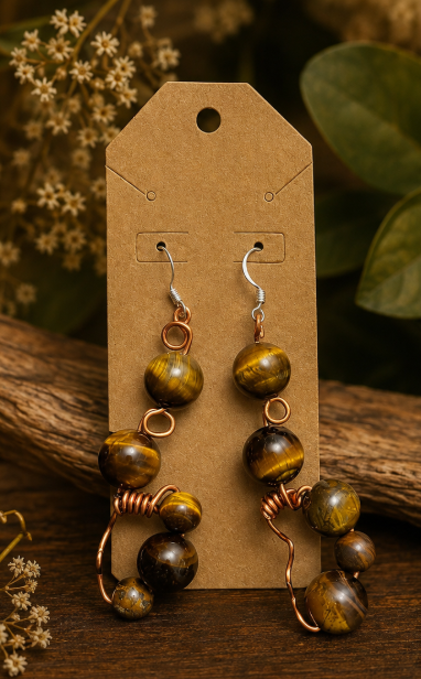 Golden Guardian Tiger’s Eye Copper Earrings