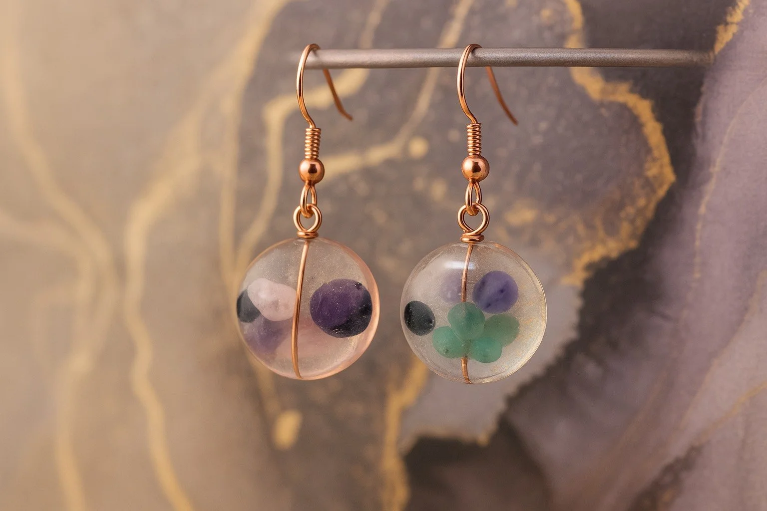 Lavender Aura Resin Earrings