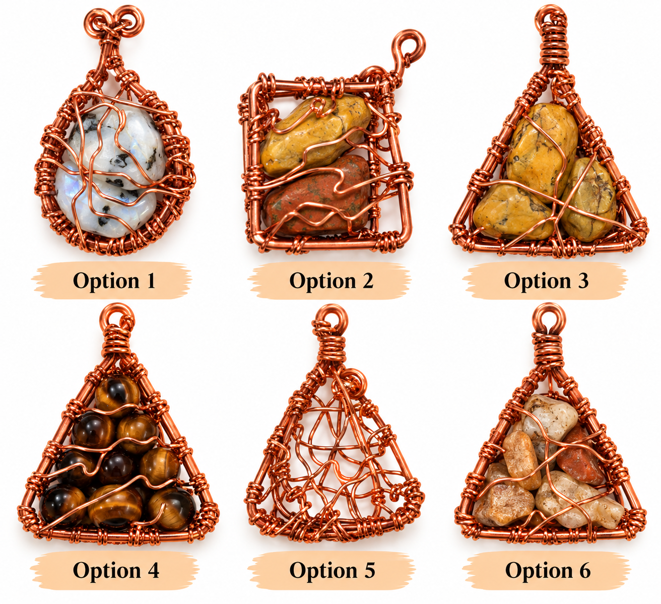 Handcrafted Copper Crystal Cage Pendants
