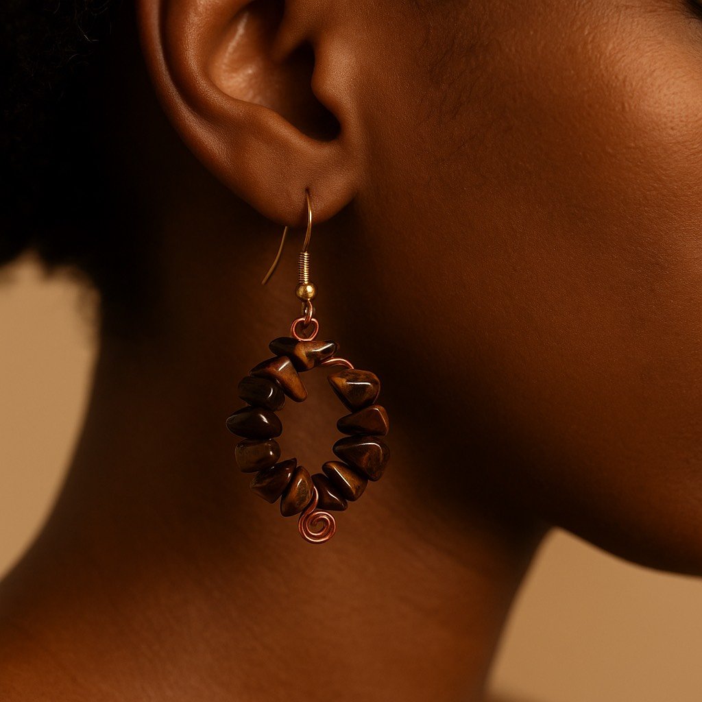 Golden Vision Tiger’s Eye Hoops