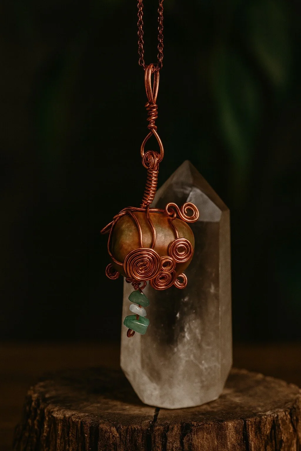Rhodonite Heart Energy Copper Pendant