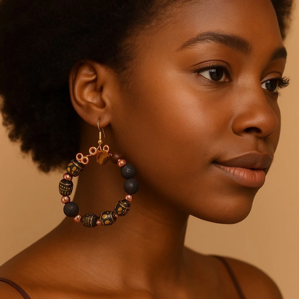 Tribal Harmony Copper Hoops