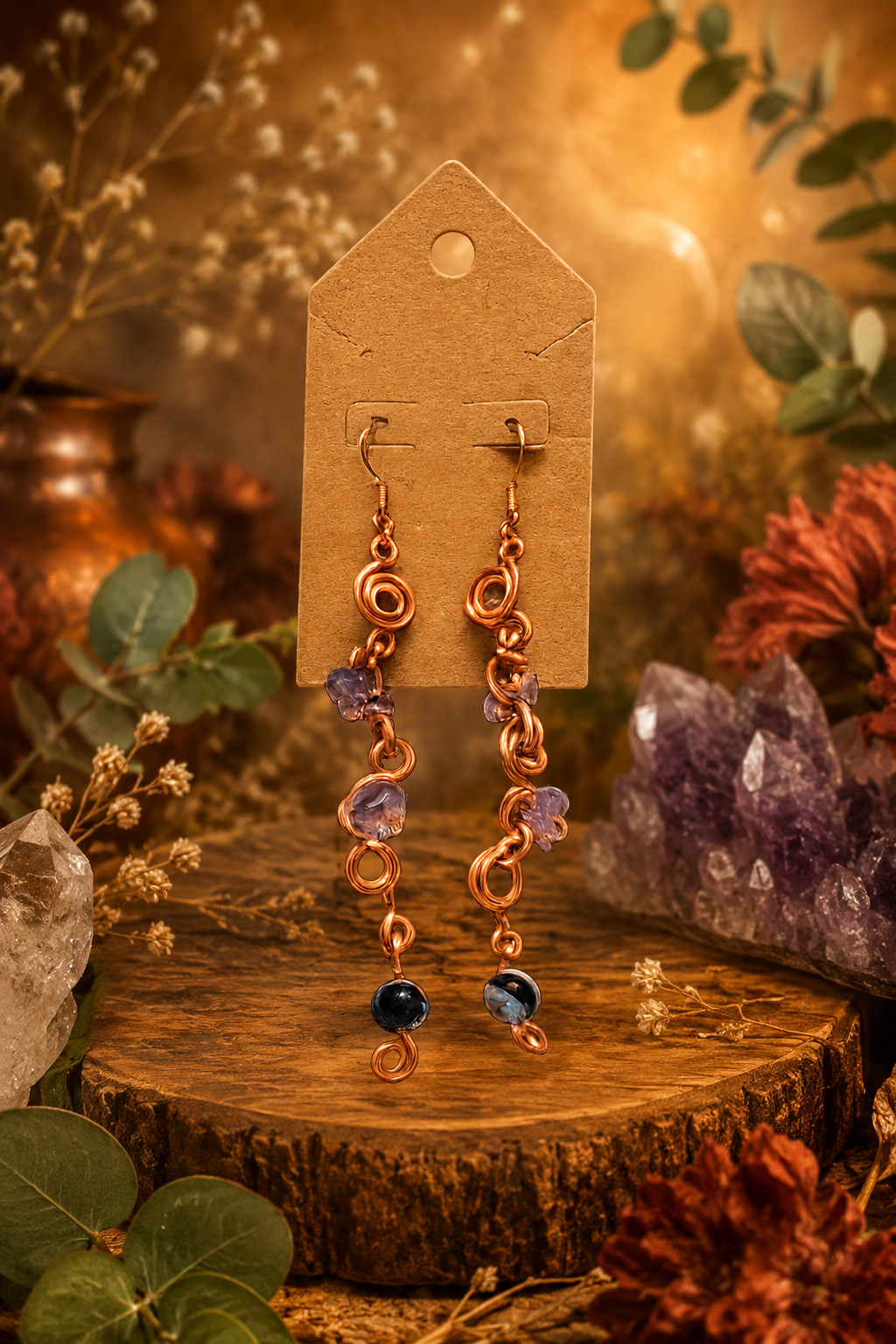 Copper Bloom Dangle Earrings