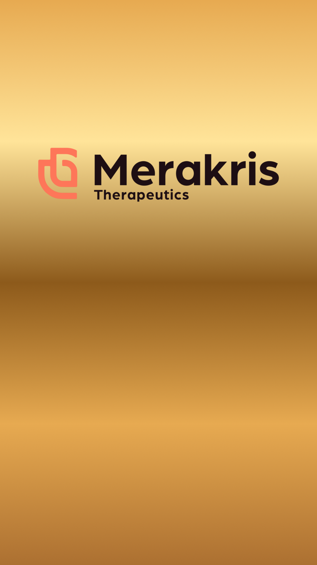 Merakris Therapeutics logo on a gradient background.