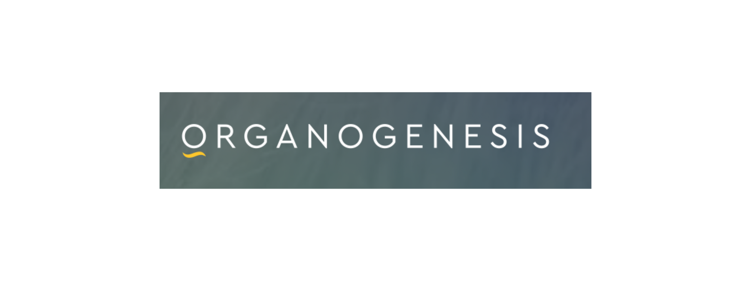 Logo for Organogenesis with the brand name in white text on a dark background.