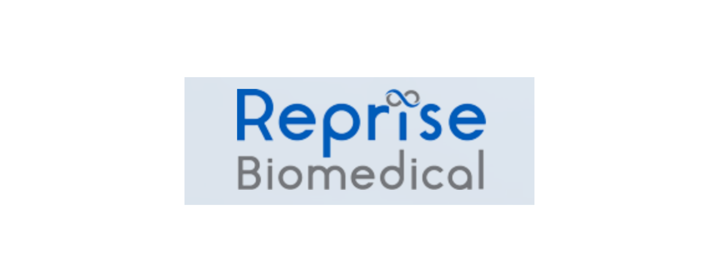 Reprise Biomedical logo with blue and gray text and a DNA strand above the letter 'i'.