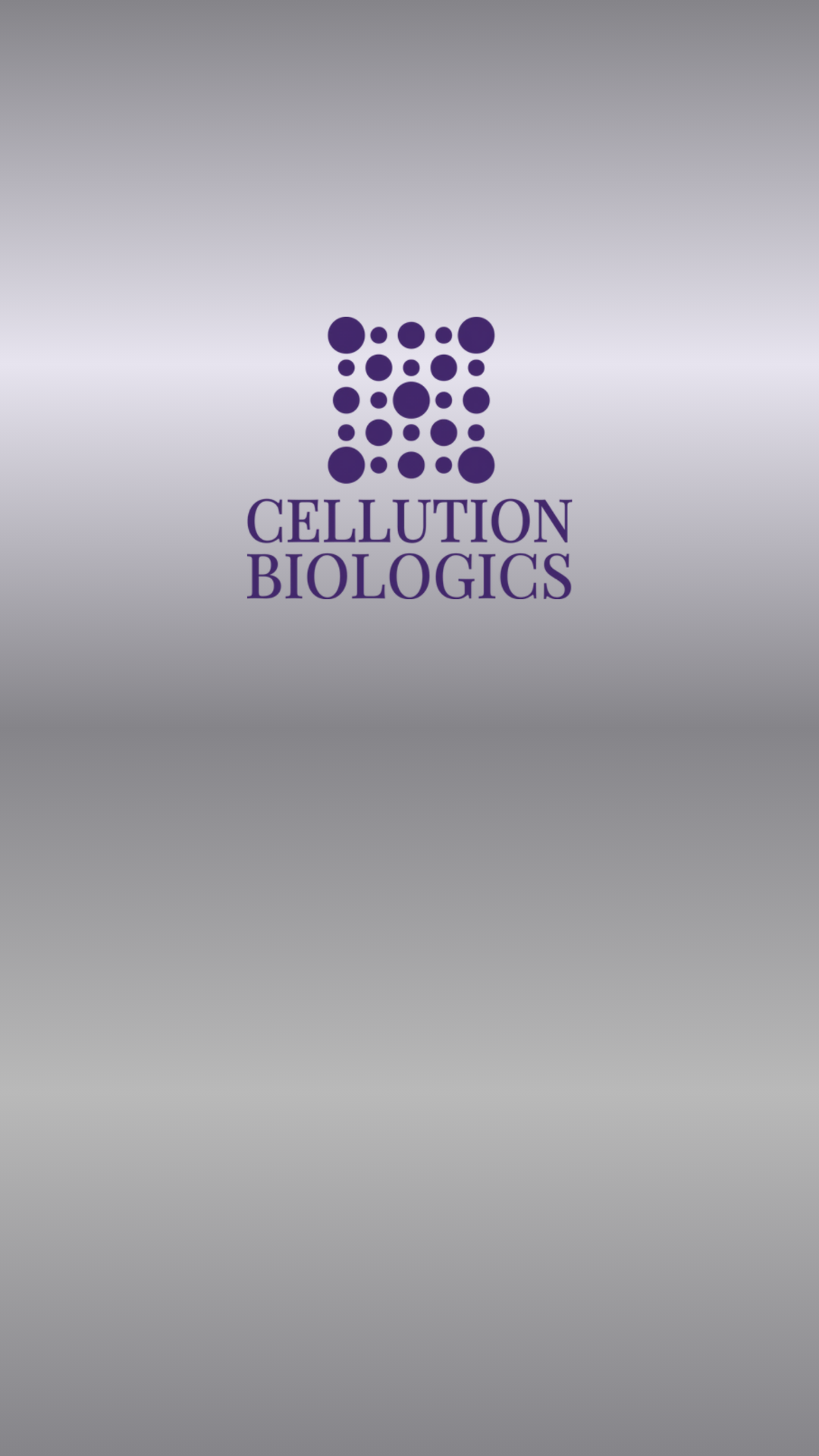 A logo for Cellution Biologics with a purple cellular pattern and the company name in purple text.