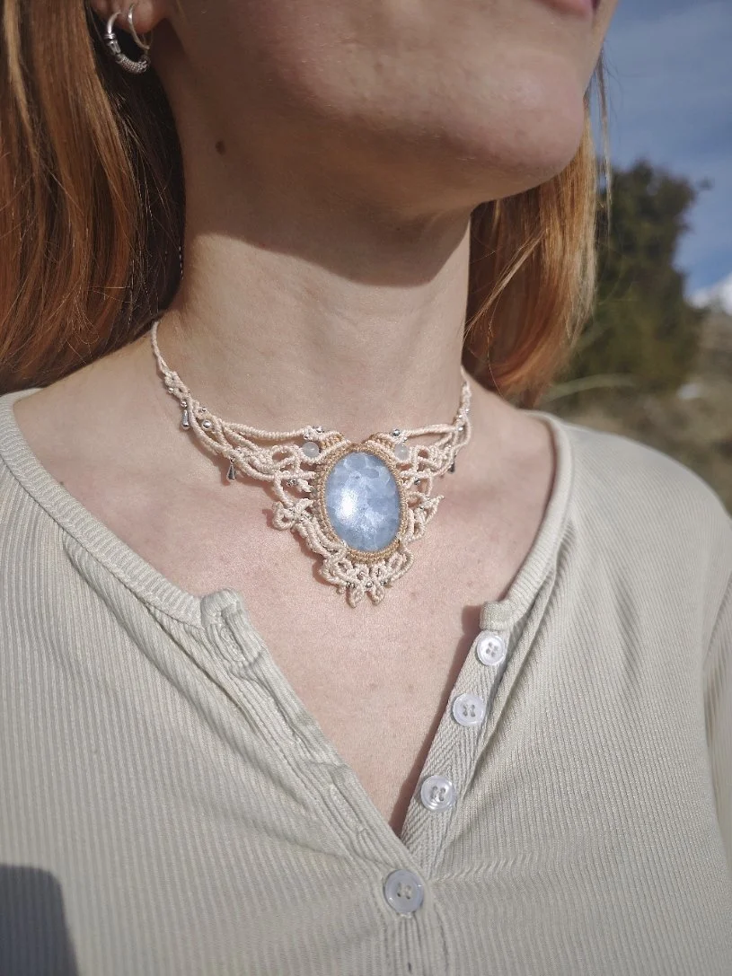 Collier Micromacramé Célestite Pierre des Anges