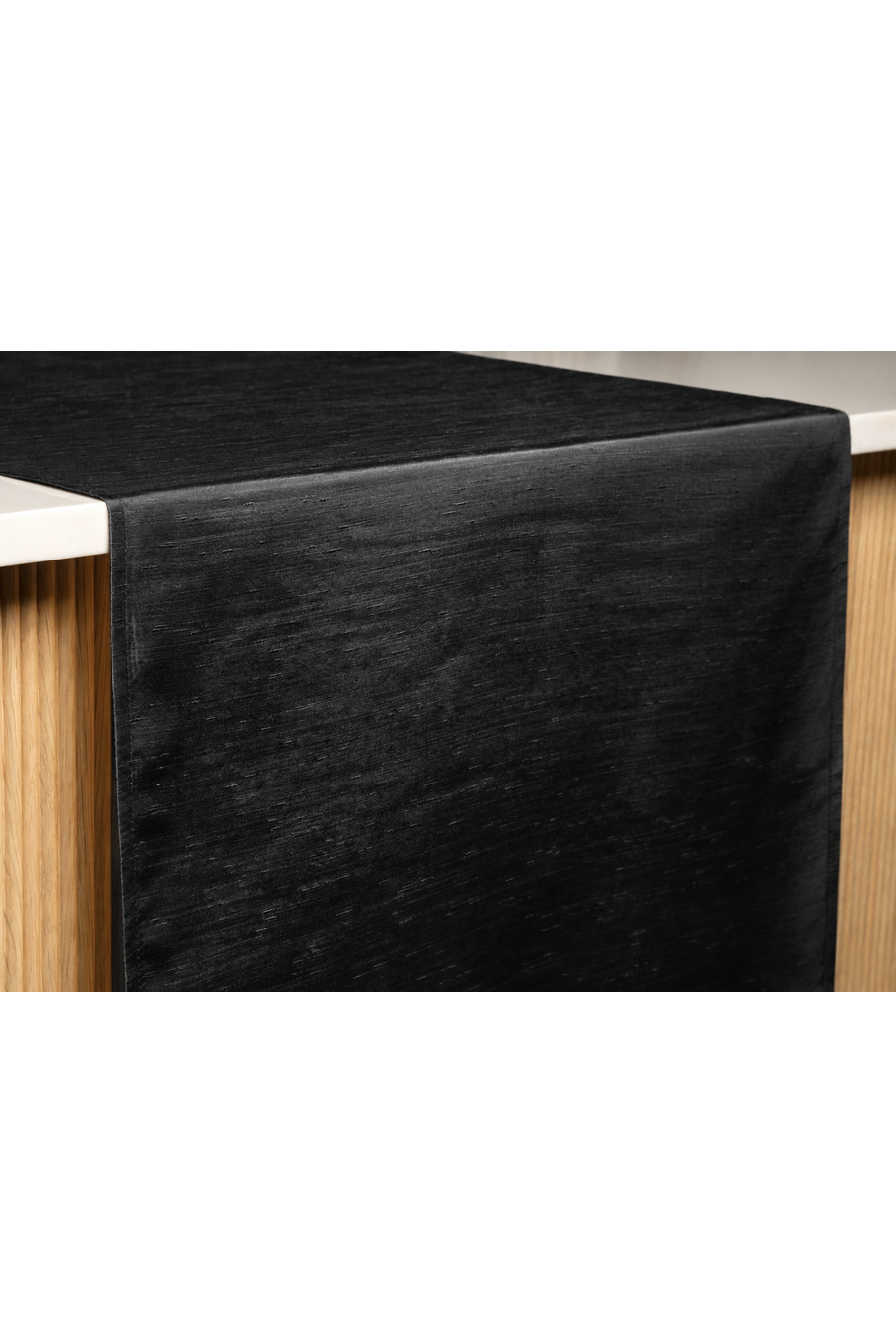 SHANTUNG Black Table Runner