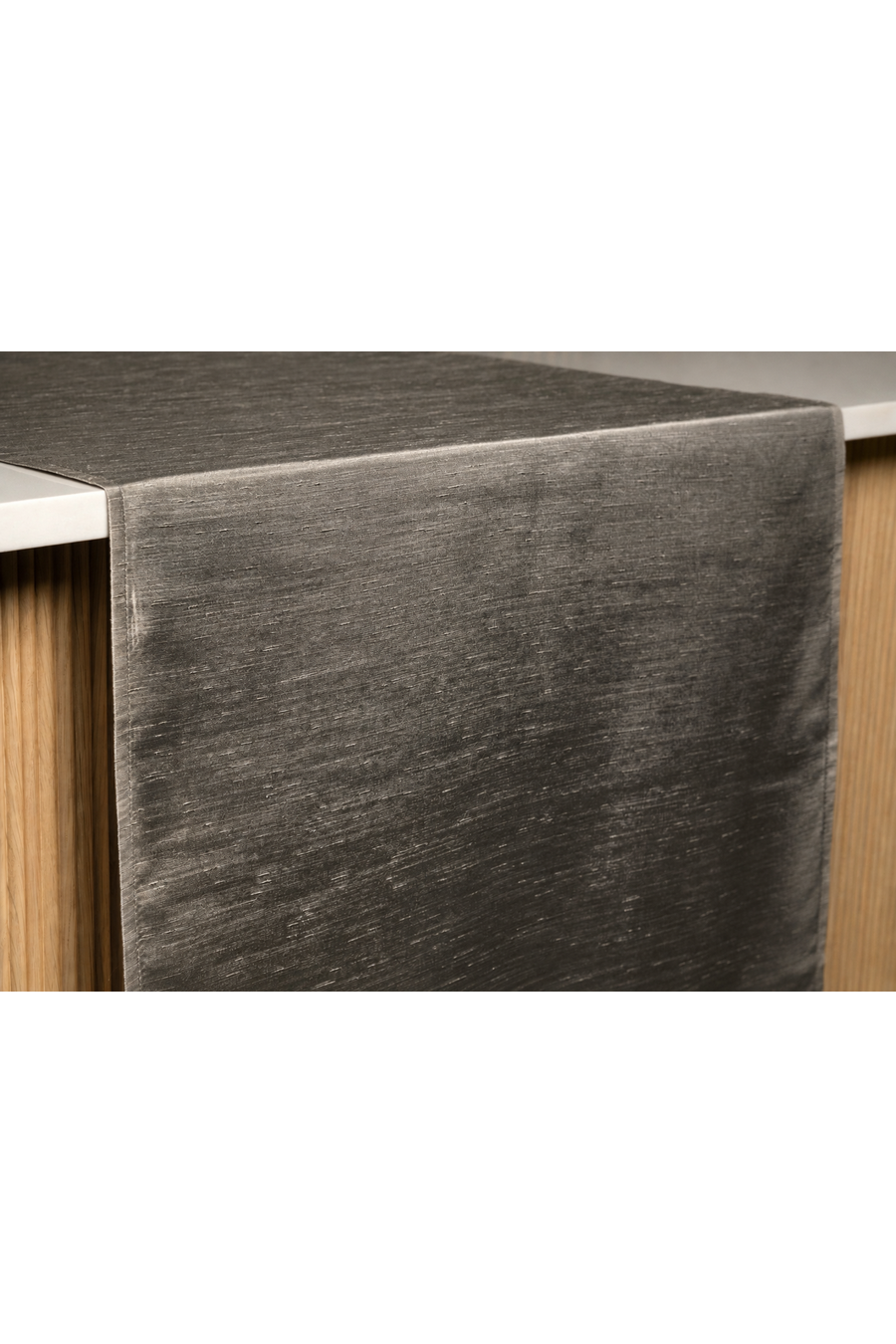 SHANTUNG Pewter Table Runner