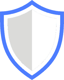 A shield emblem with a black border, blue outline, and a white interior divided vertically in the center.