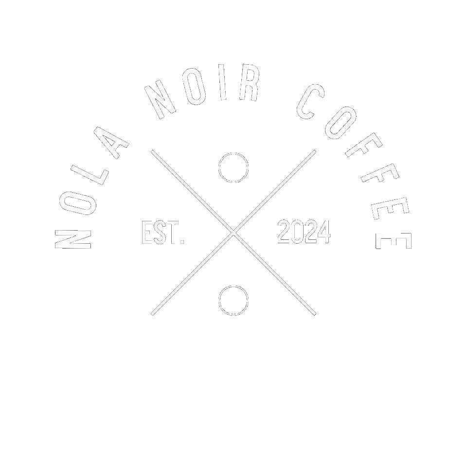 A black and white logo with the text 'La Noir Coffee', 'Est. 2024', and decorative lines and circles.