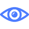 Blue eye icon with a white background.