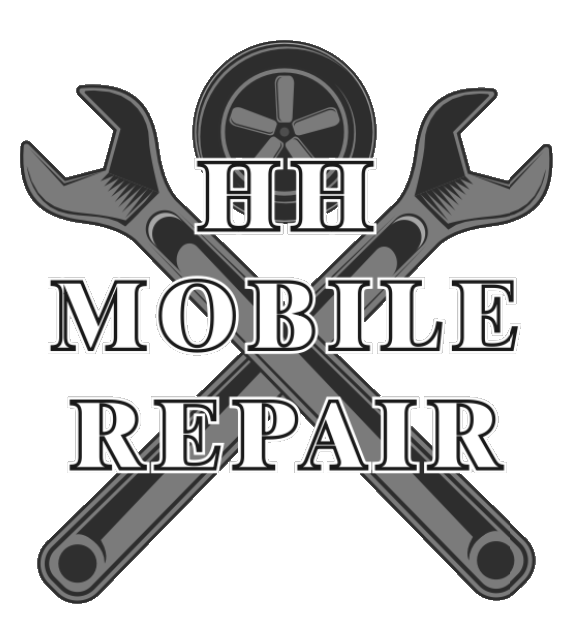 Logo for HH Mobile Repair with crossed wrenches and a wheel in the background.