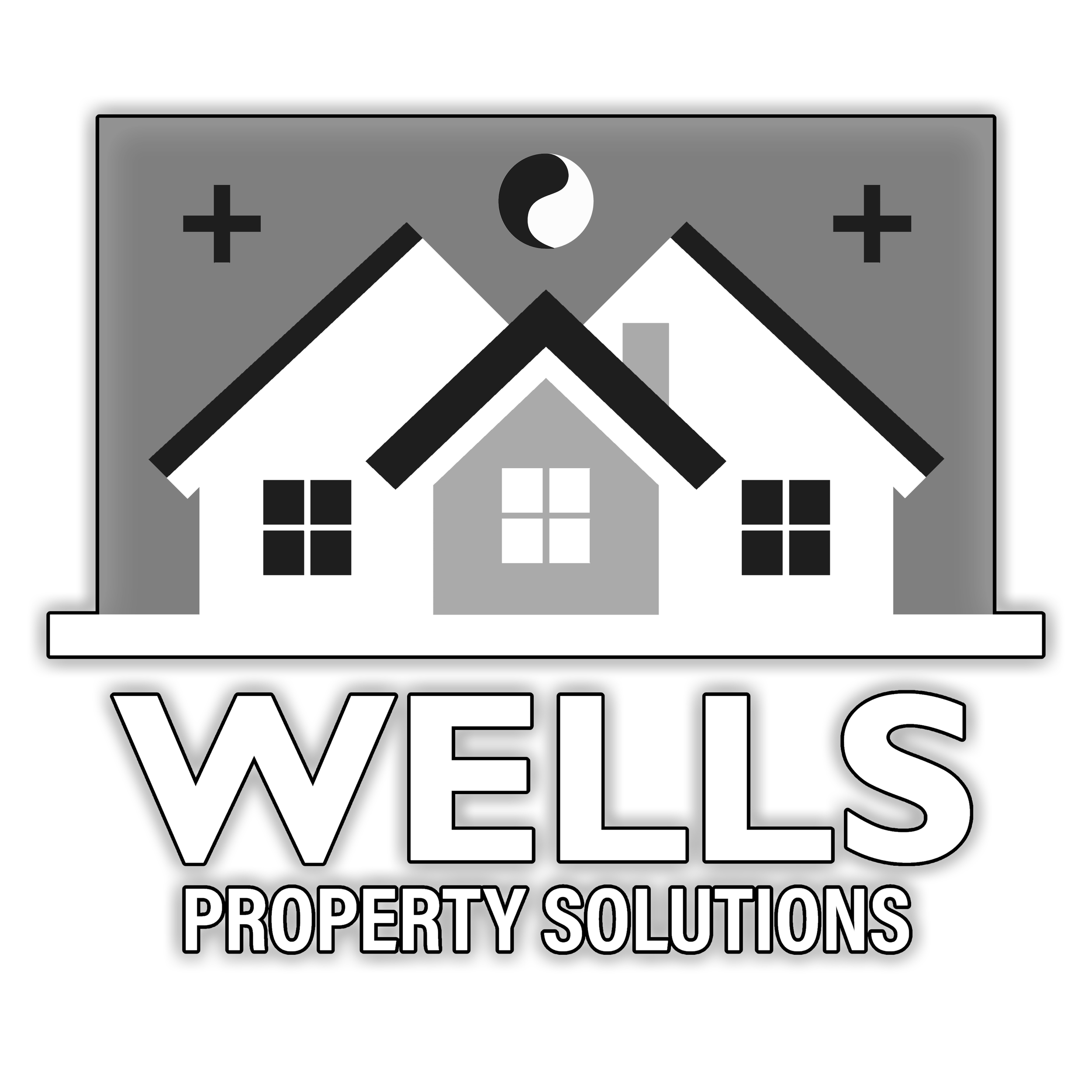 Logo of property solutions with a cloud and mountains icon and bold text.