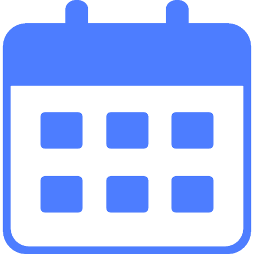 Icon of a calendar with six grid squares.