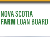 Sign reading 'Nova Scotia Farm Loan Board' with green text on a white background.