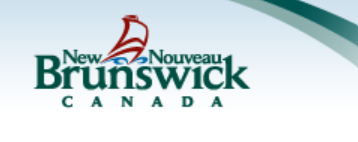 Logo of New Brunswick, Canada with a stylized red sailboat above the text.