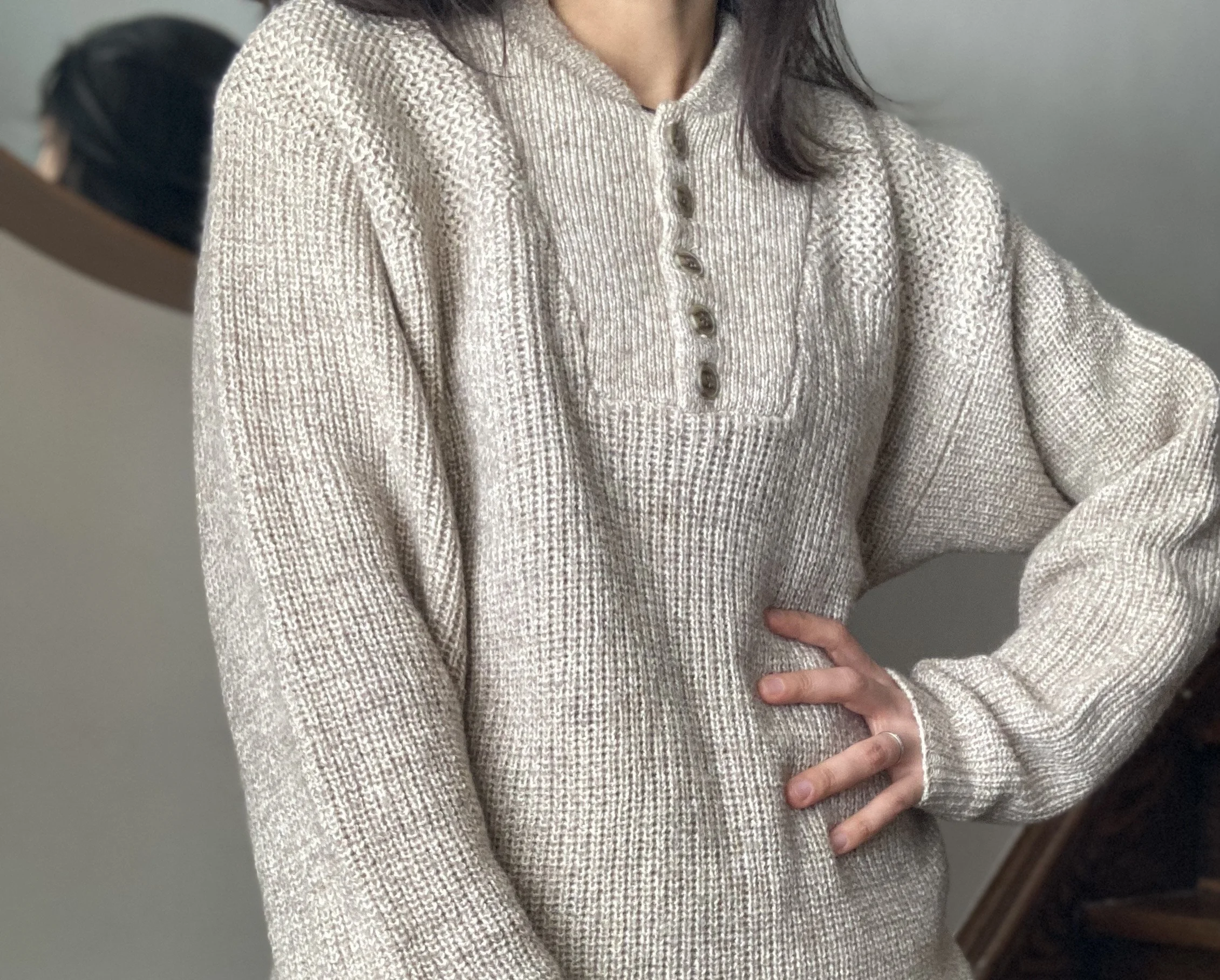 Neutral Henley Sweater