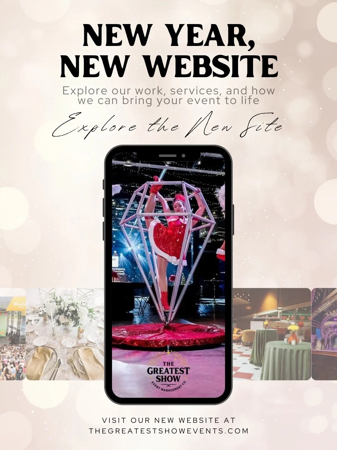 New year, fresh look ✨
A closer look at the events we bring to life and how we support our clients from start to finish 🥂

Explore the new site at thegreatestshowevents.com