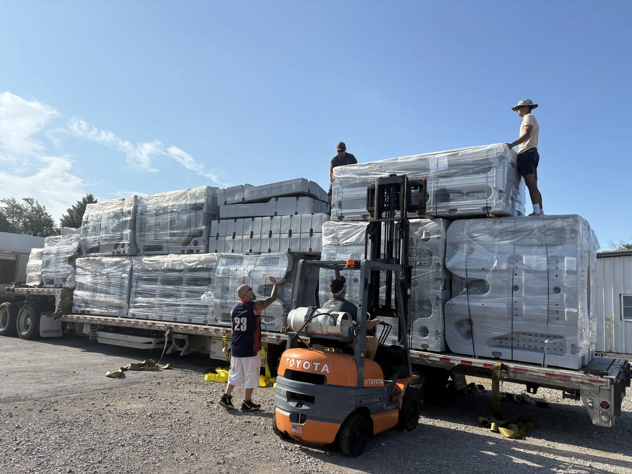 Full truckload of Snap Dock being delivered to Pipe Creek Enterprises