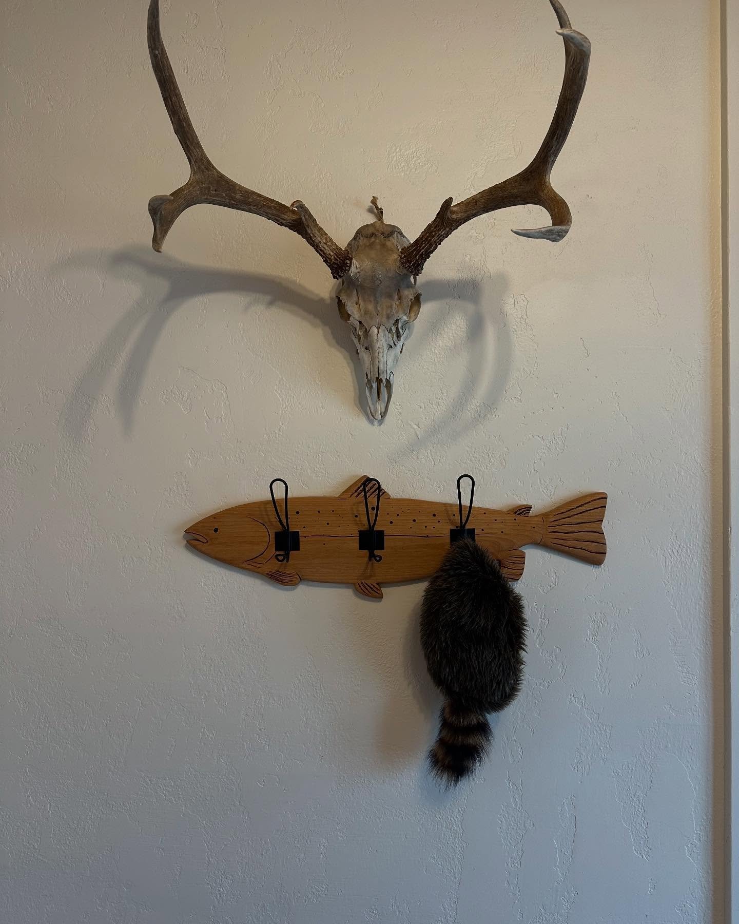 Two different styles of coat/hat hangers my wife and I made for some family member&rsquo;s!