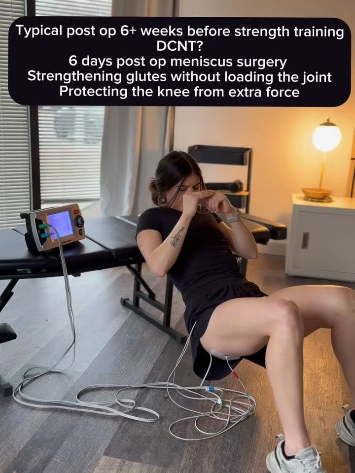 Typical treatment guidelines never worked for me which is why I am staying on top of rehab and strength training after a meniscectomy last Friday. 
 
Strong knees start at the hips.
DCNT restores the brain-to-muscle connection so your glutes fire whe