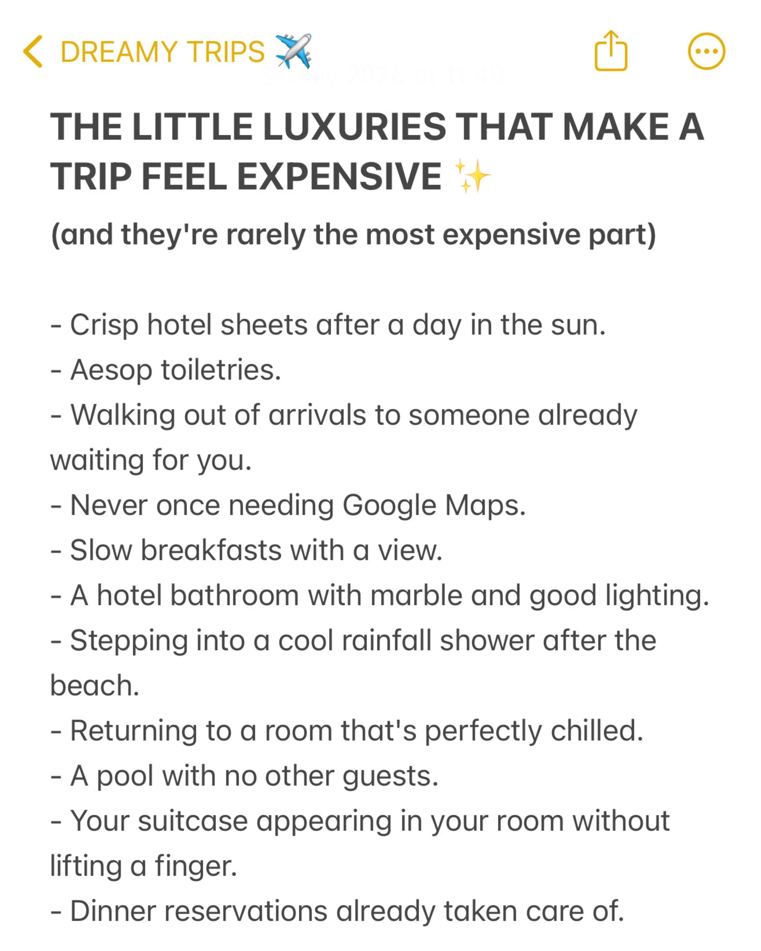 Luxury isn&rsquo;t always about where you stay ✨

Sometimes it&rsquo;s waking up with nowhere to be, never checking the time, and letting someone else take care of the details 🤍
It&rsquo;s slow mornings, long lunches, golden hour that turns into din