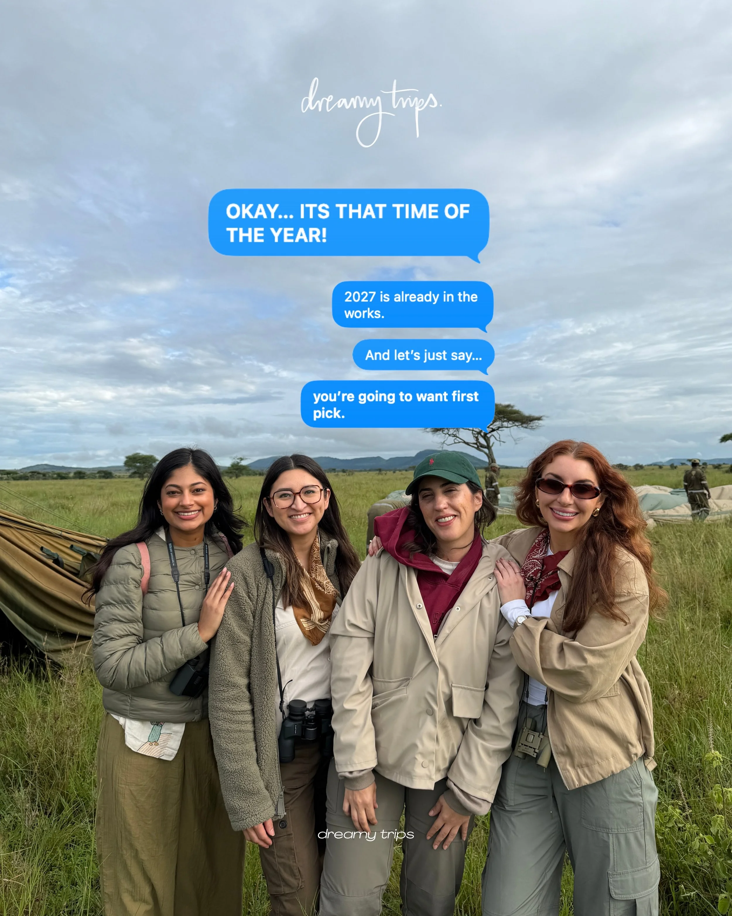 Okay girls&hellip; 2027 is officially happening behind the scenes 👀🫶🏻

We&rsquo;ve been working away on new destinations, new trips and a few places we&rsquo;ve been dying to take u. We&rsquo;re doing a rolling launch next year too, so rather than