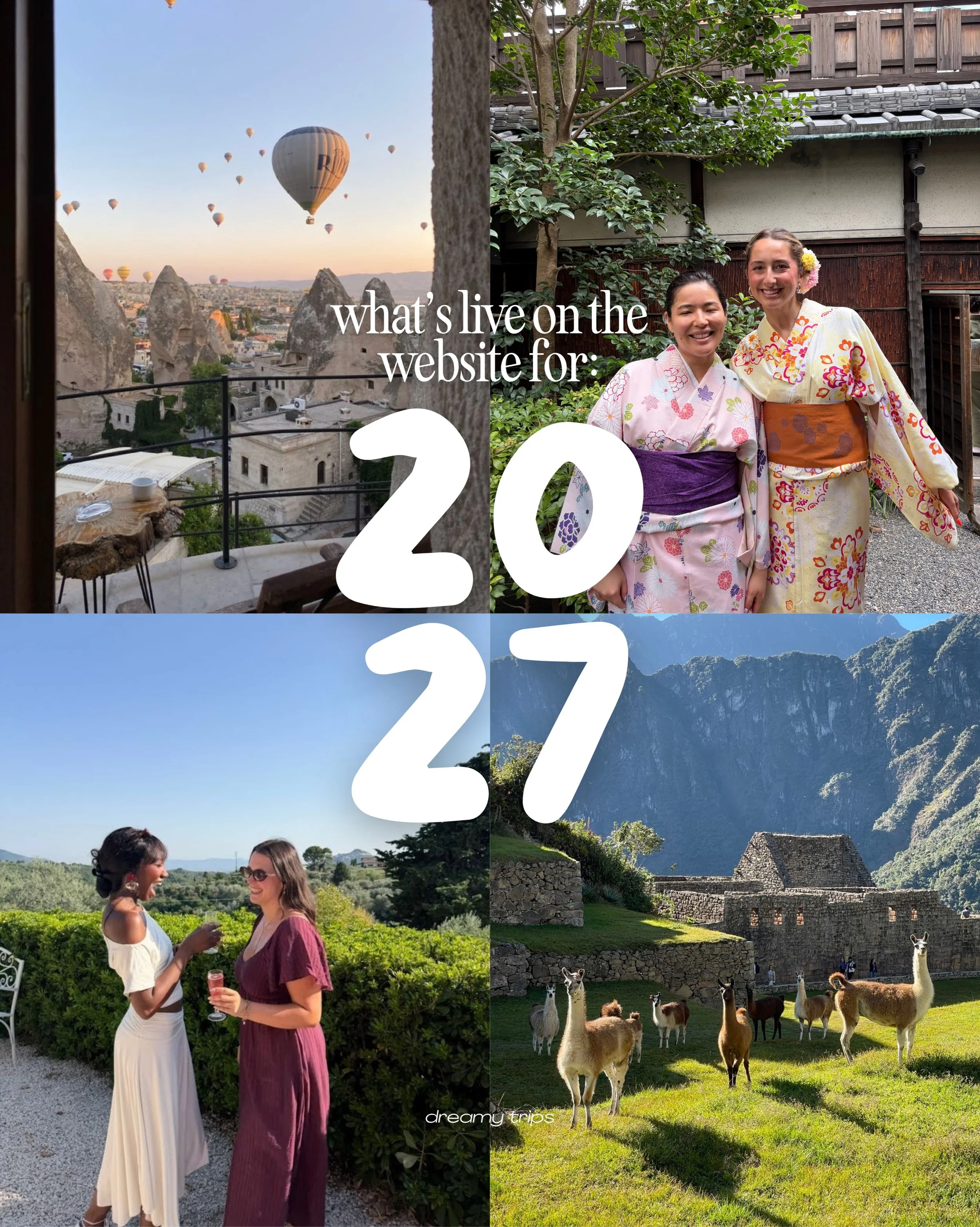 Your 2027 girls trip era is calling 🌍💌 

We&rsquo;ve got so many dreamy trips planned for 2027, and we&rsquo;d thought we&rsquo;d give you girls access to a few of them before the big launch. Whether you&rsquo;re coming with your bestie or booking 