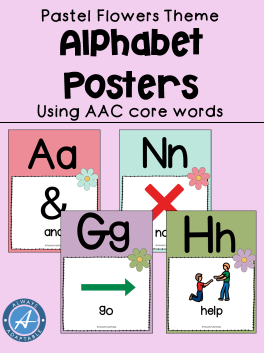 Pastel Themed AAC Core Word Alphabet