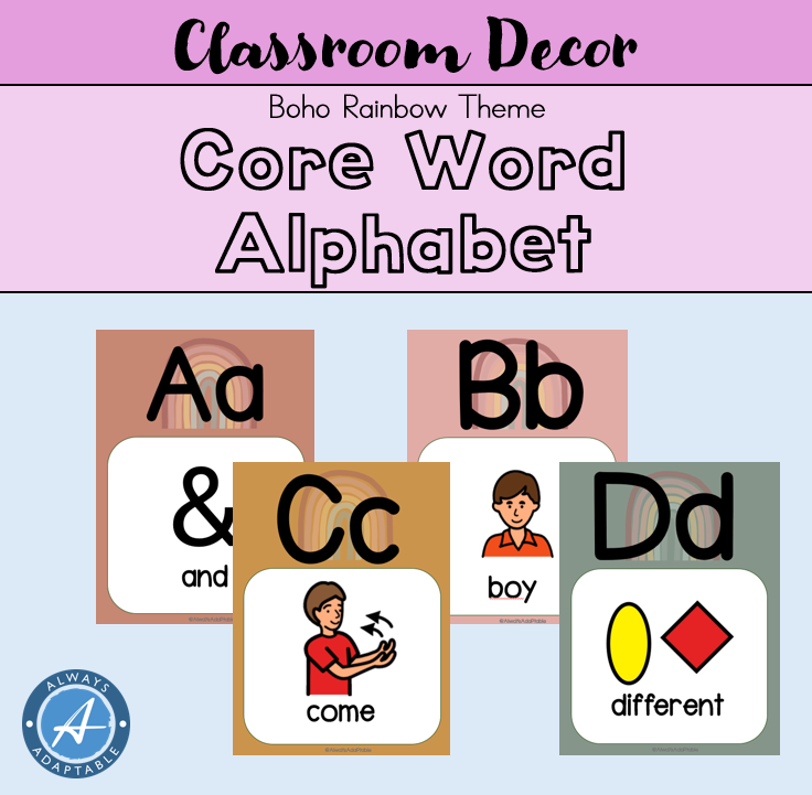 Core Word Alphabet | Boho Rainbow