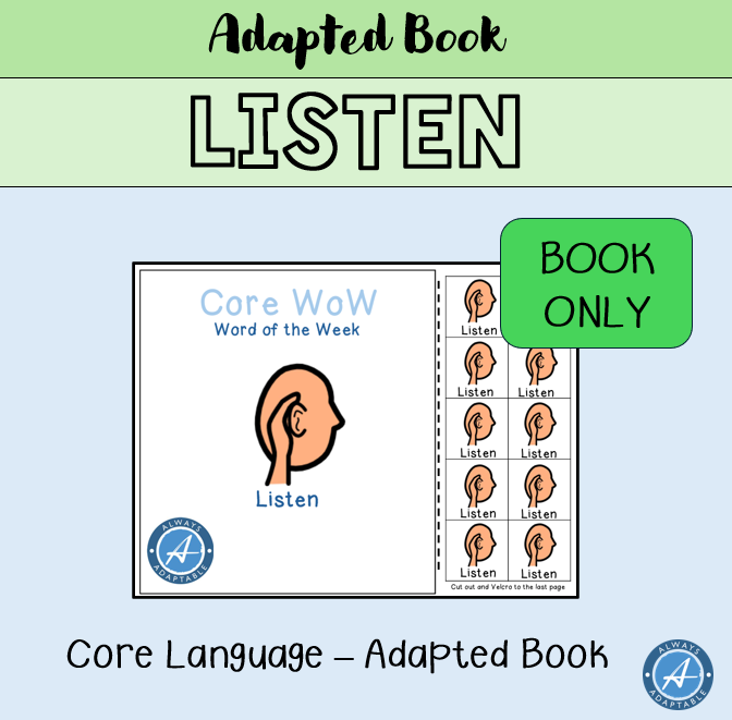 "Listen" Adapted Book | Core Word AAC