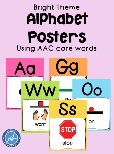 Bright Themed - AAC Core Word Alphabet