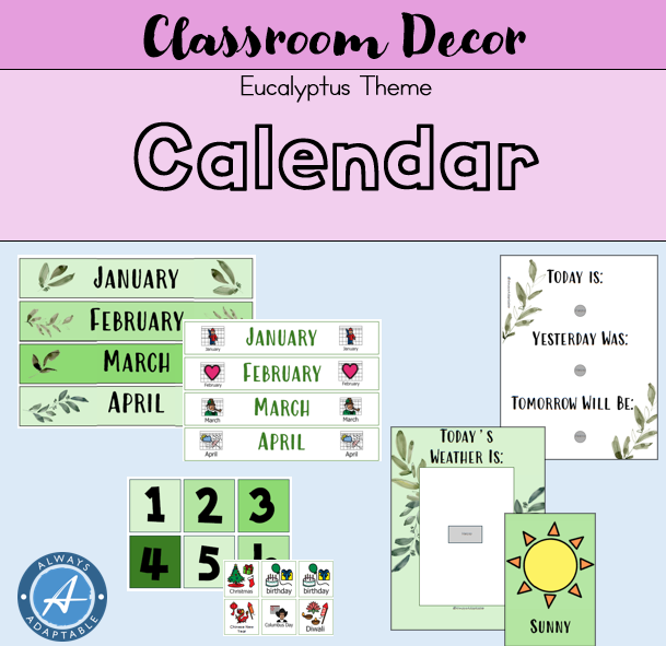 Classroom Calendar | Eucalyptus Theme