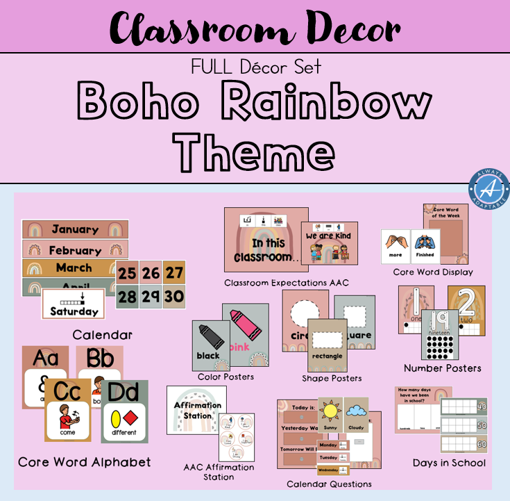 Special Education Classroom Decor | Neutral Boho Rainbow Theme