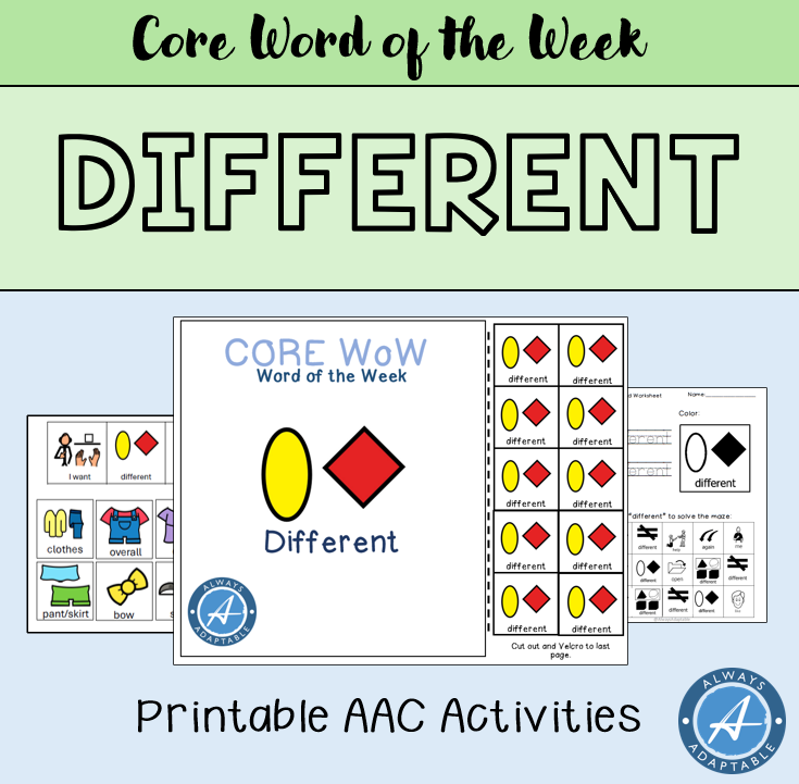 Core Word of the Week AAC | Different | Adapted Book and Full Activity Set