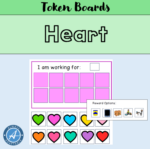 10-Frame Token Board | Heart Theme