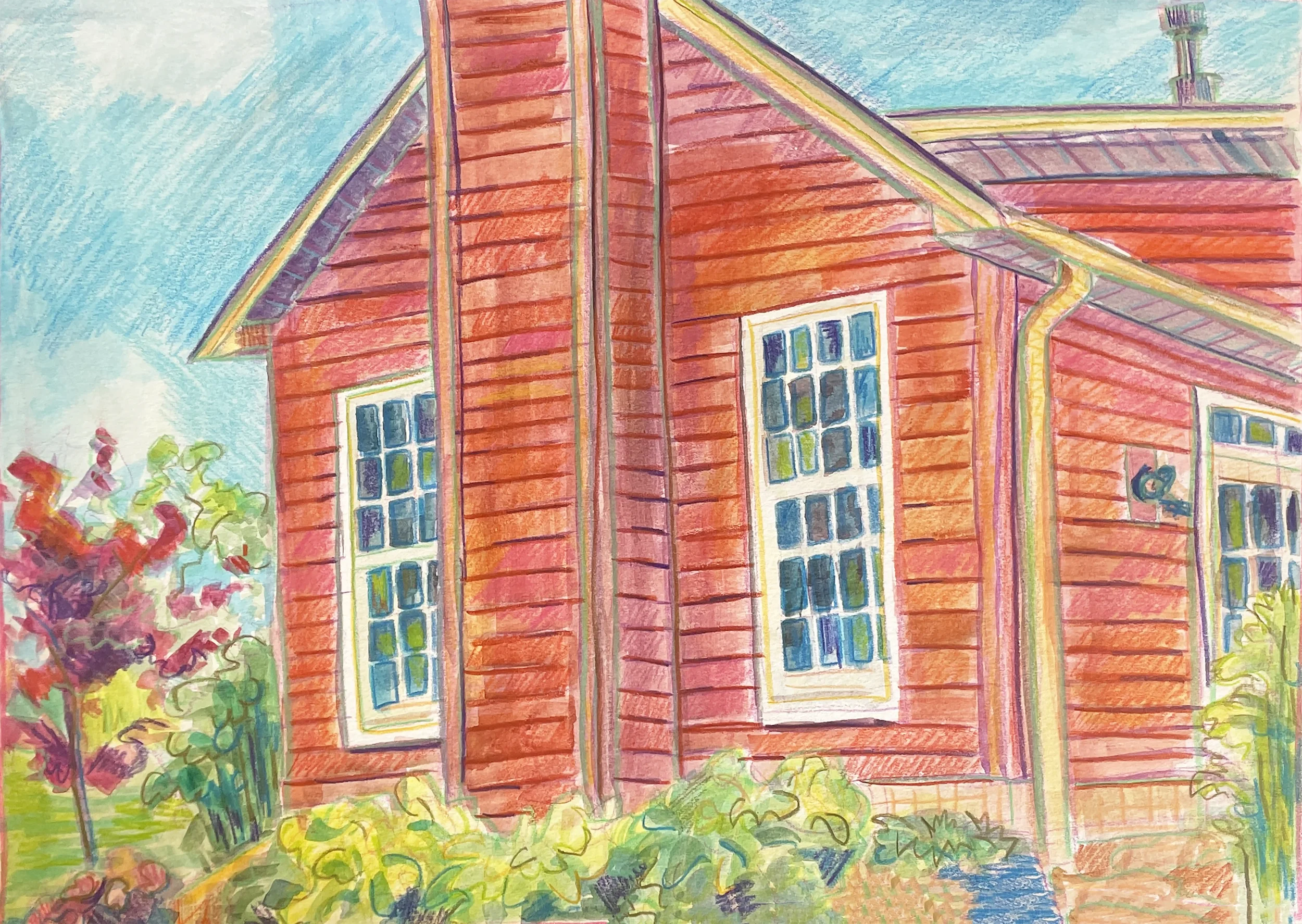 12 x 18 in - gouache & colored pencil on paper - plein air 