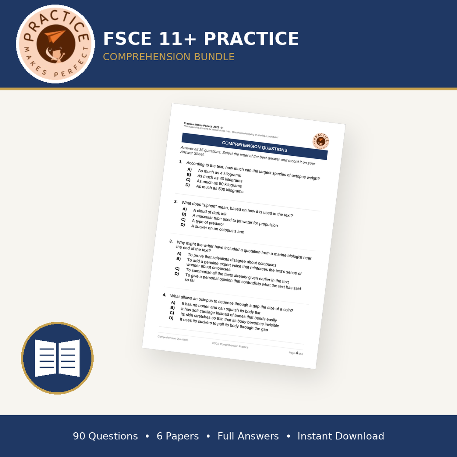 FSCE 11+ Comprehension Sample Page