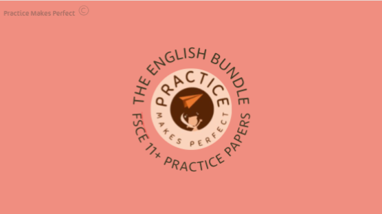 Logo for The English Bundle, featuring a circular design with a brown bird and text that reads 'Practice Makes Perfect'.