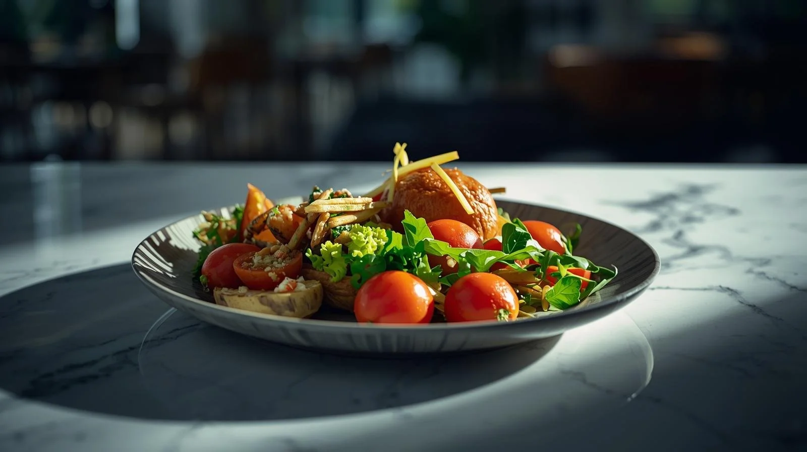 healthy nutrious meal on kitchen marble white table.jpg