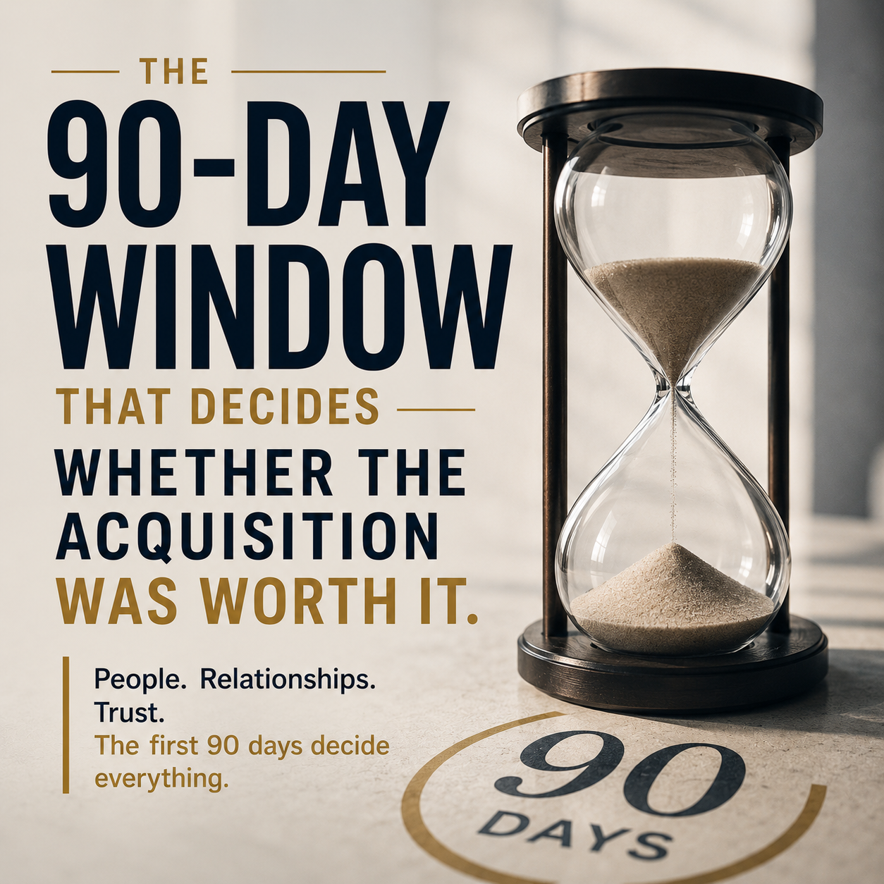 The 90-Day Window That Decides Whether the Acquisition Was Worth It