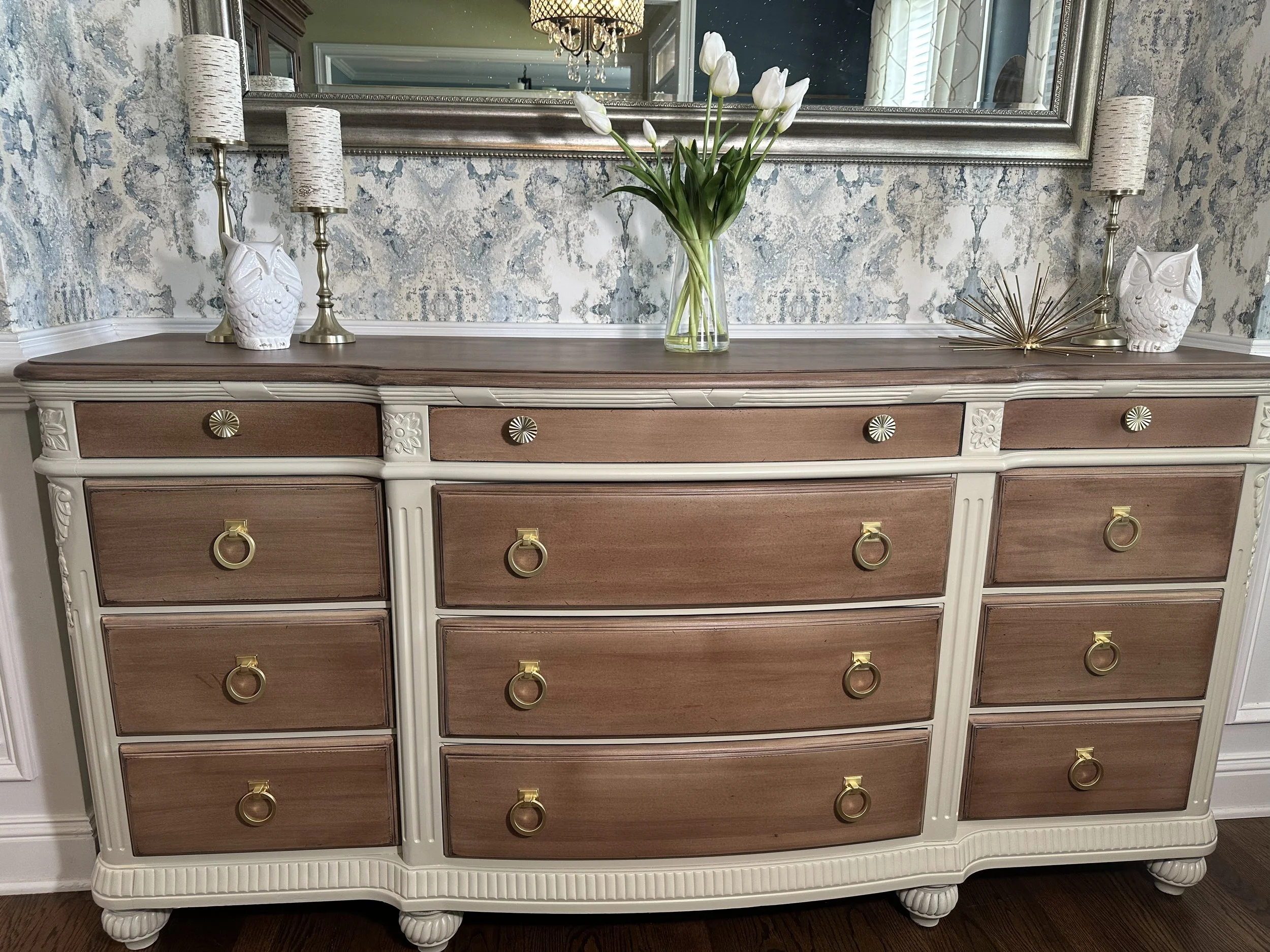  Beautiful 6-Foot Laura Ashley Buffet – Refinished | Solid Wood | Peace of Mind Soft Green