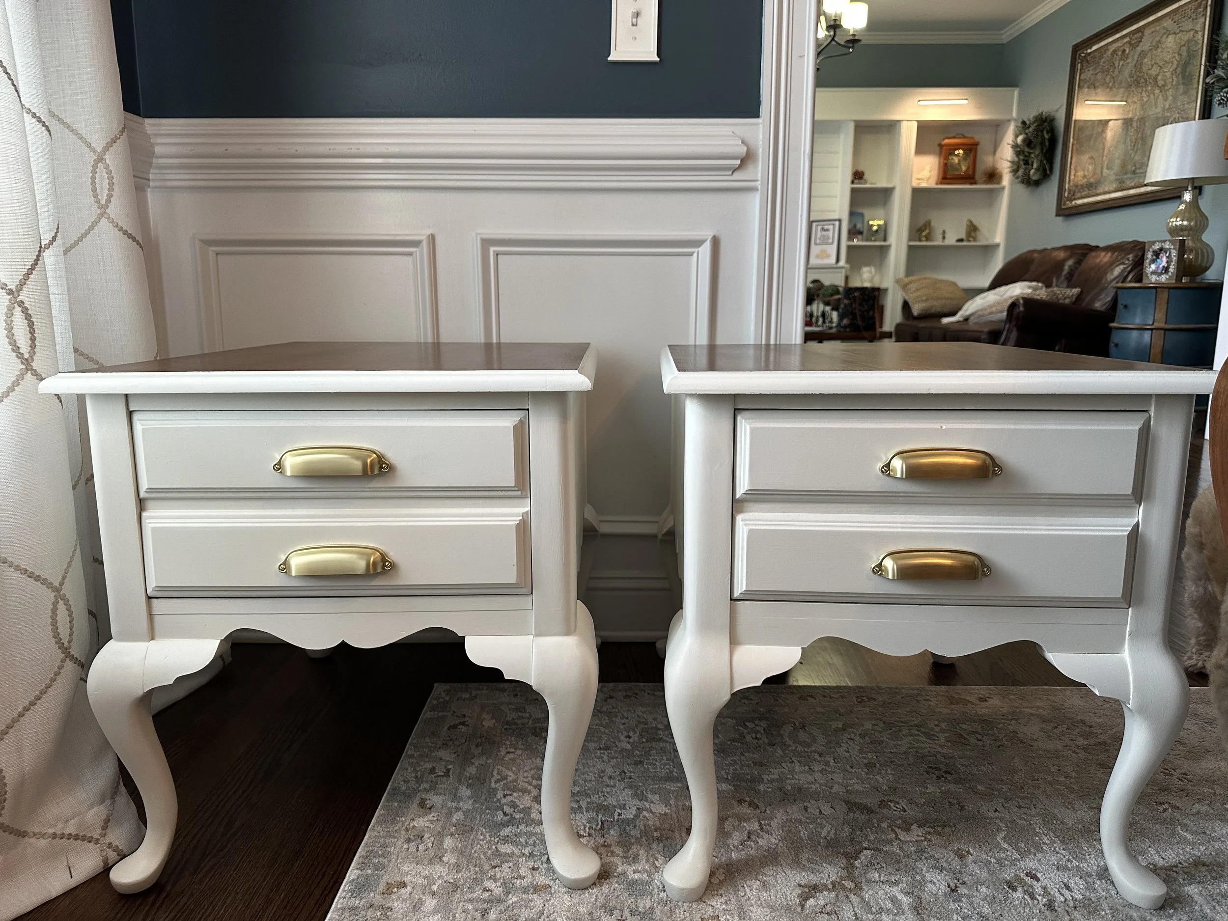 End Tables – Dover White with New Hardware